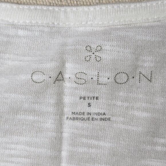 Caslon Sleeveless White Petite Blouse Lace‎ Knit Tee Top Size Small - Picture 6 of 8